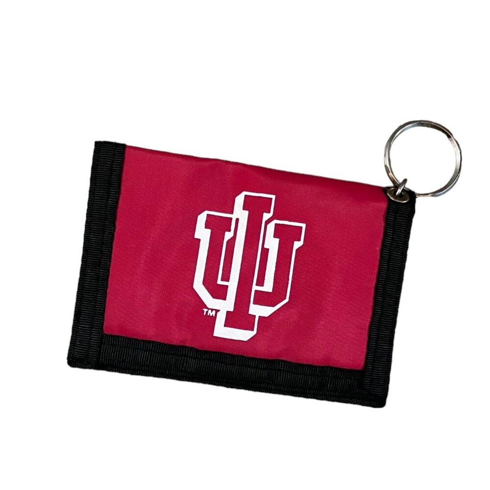 Vintage Indiana University IU Hoosiers Bi-fold‎ Nylon ID Holder Wallet Keyring